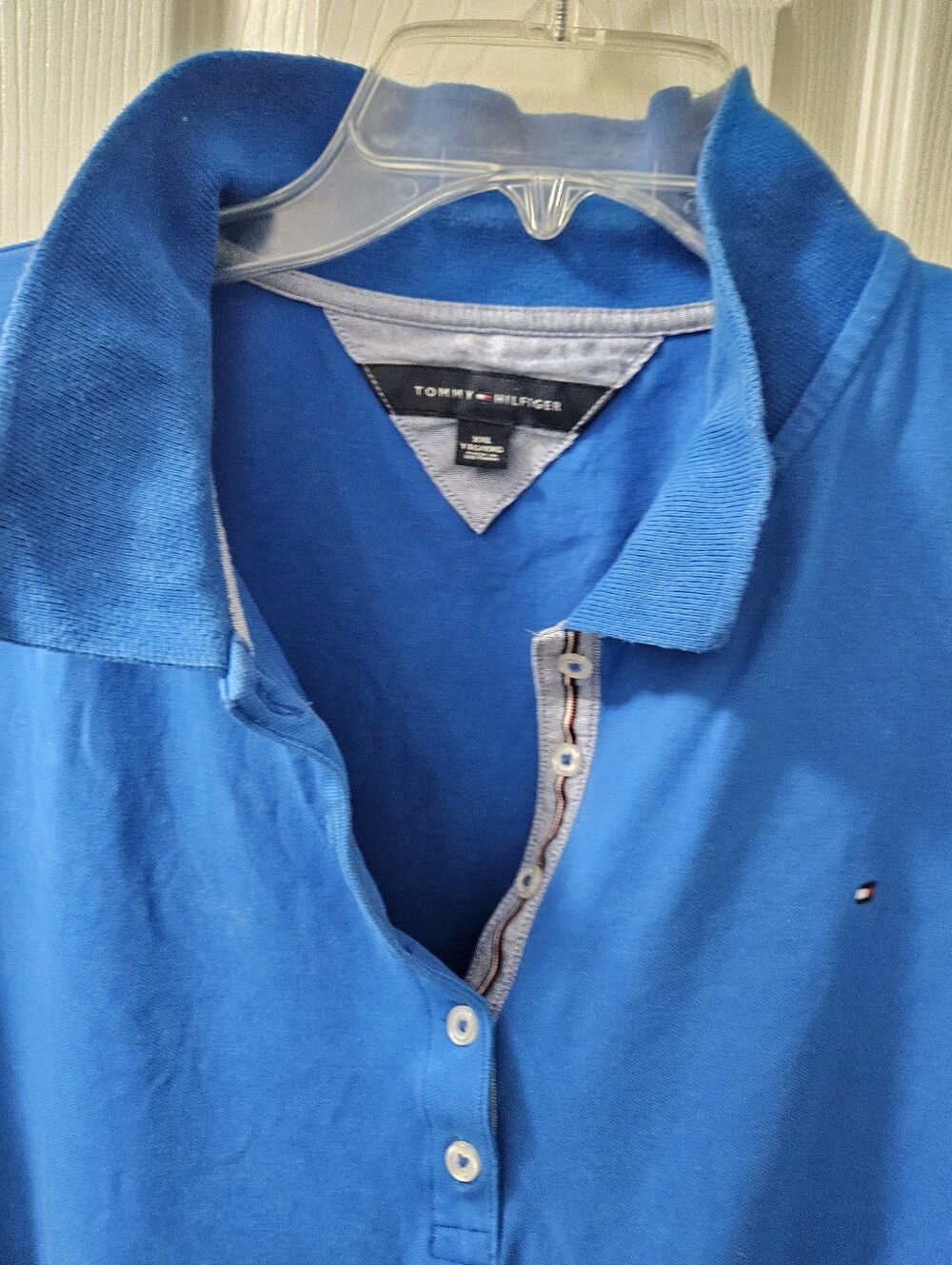 Tommy Hilfiger Bright Blue Short-Sleeve Polo Top XXL - Picture 2 of 3